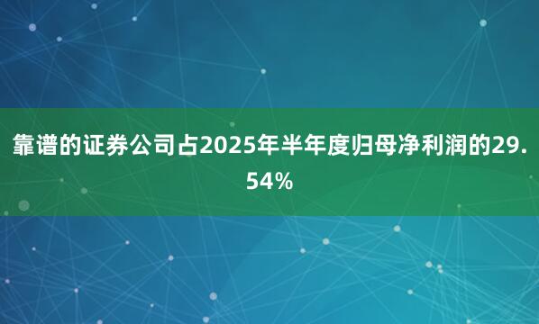 靠谱的证券公司占2025年半年度归母净利润的29.54%